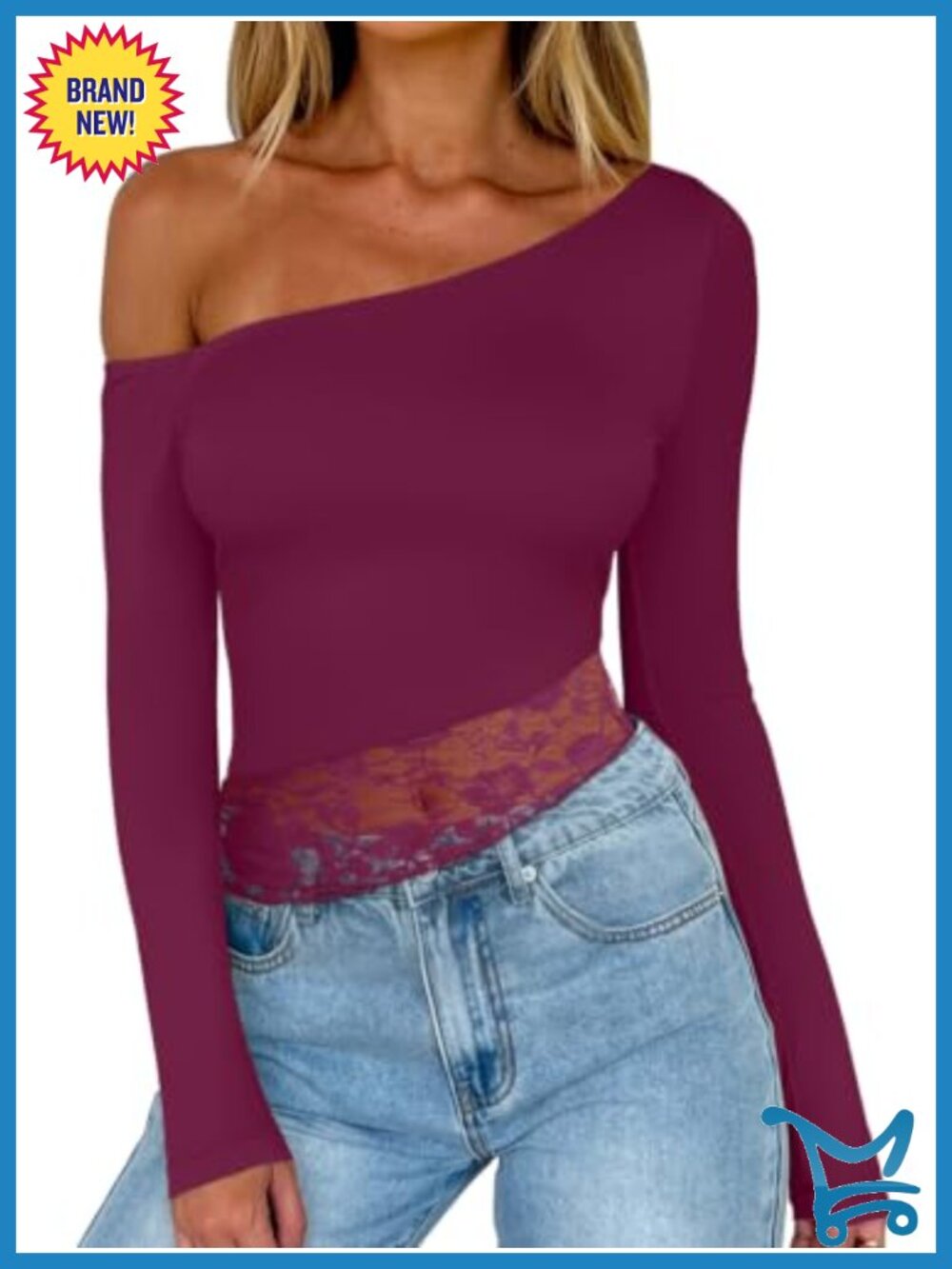 Womens Off Shoulder Long Sleeve Lace Crop Top Y2K Going Out Top